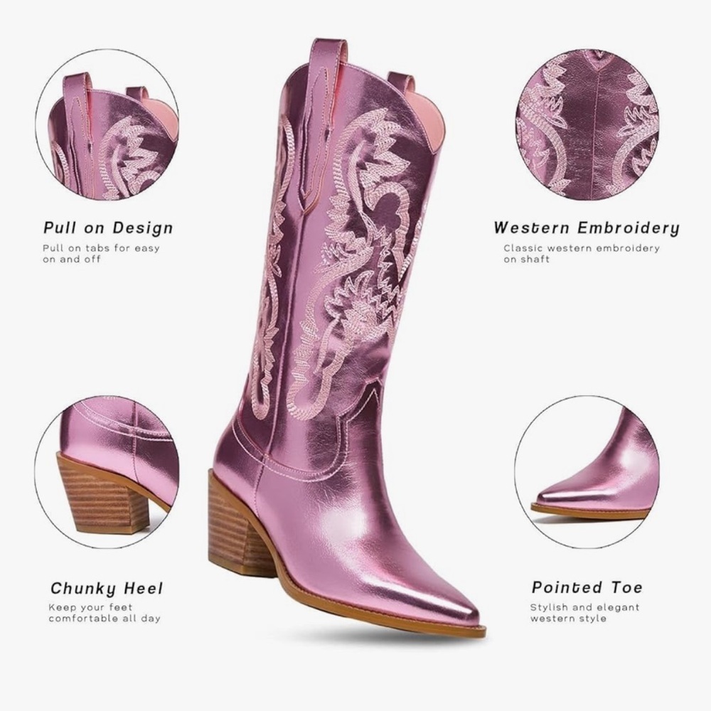 Pink Metallic Cowboy Boots - Picture 6 of 8
